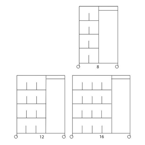 Vaksorteerwagen met verchroomd hangend gedeelte - Diepte 610 mm