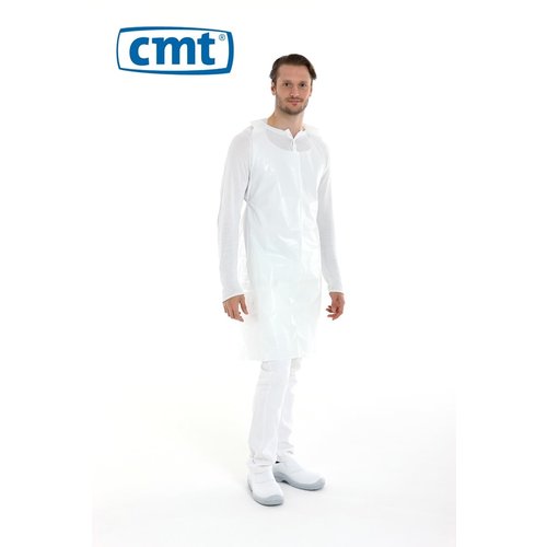 Schort op rol geruwd PE - Blauw of wit - 20 mÂµ 125x80 cm - 100 stuks - CMT