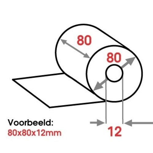 Kassa Thermorol Folie - 80x80x12mm - Wit - 5 stuks