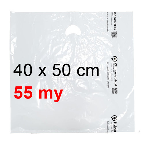 Draagtassen wit - 40 x 50 cm - 55 mµ - 250 stuks