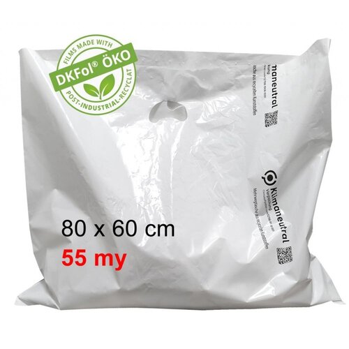 Draagtassen wit - 80 x 60 cm - 55 mμ - 150 stuks