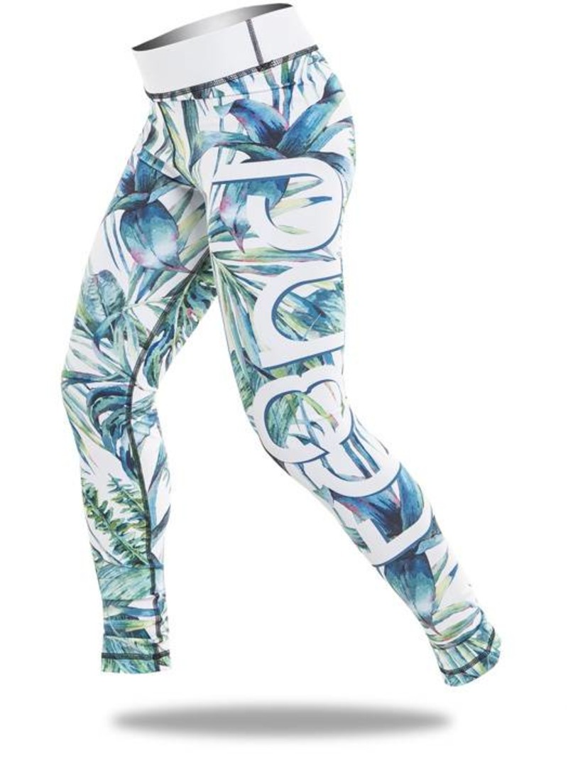 Fitness Legging met planten print - Wit/Groen - Tr3nd - Pia