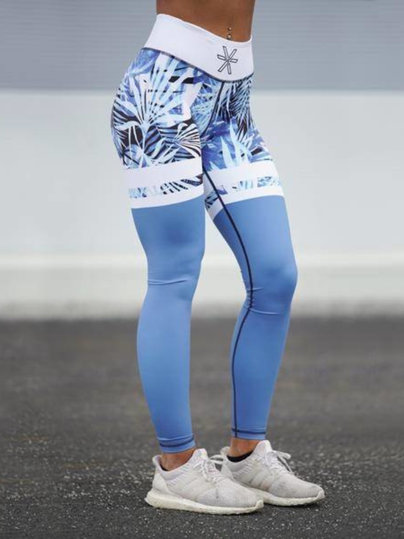 Donkerblauw met witte yoga legging I sportkleding dames