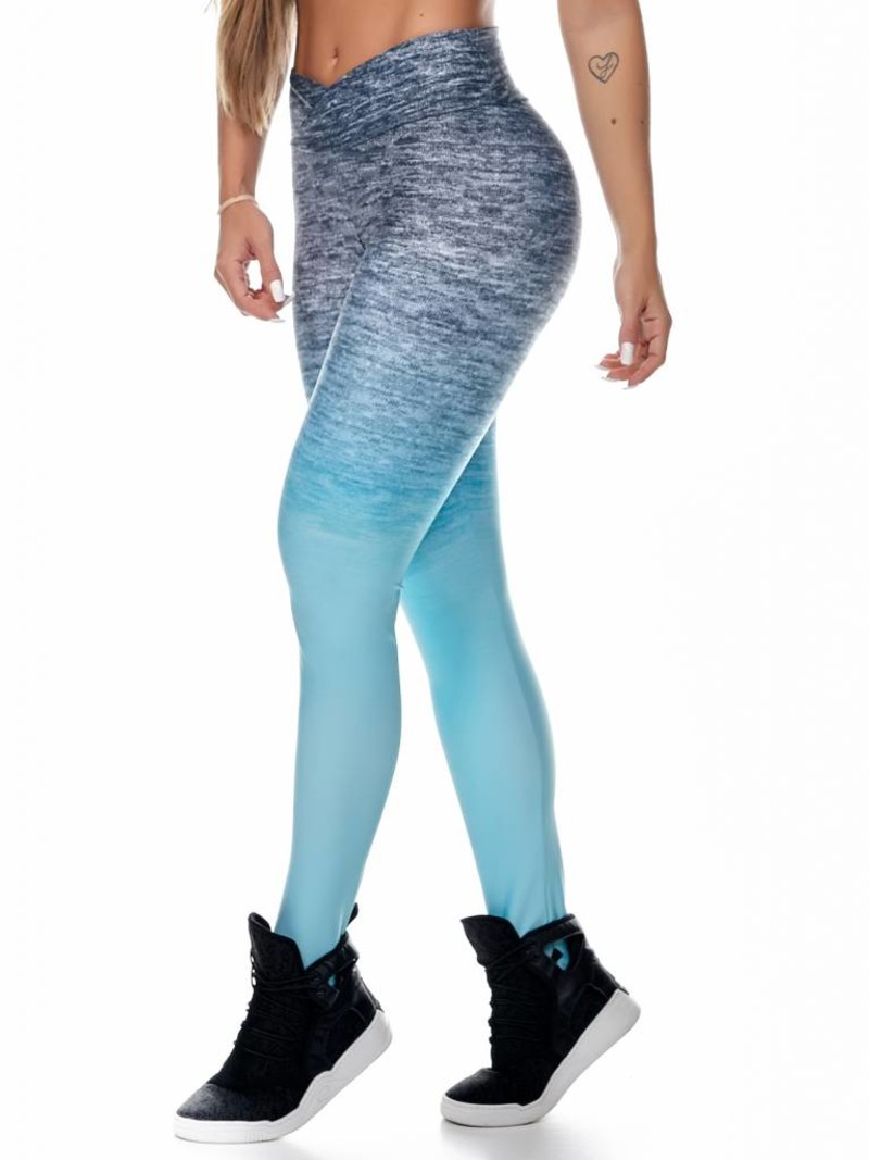 Fitness Legging - Blauw Grijs Kleurverloop - Let's Gym