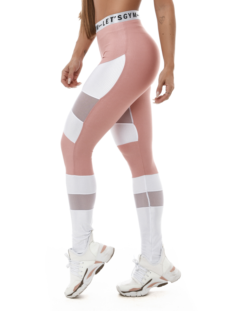 Sexy wit met roze  mesh legging