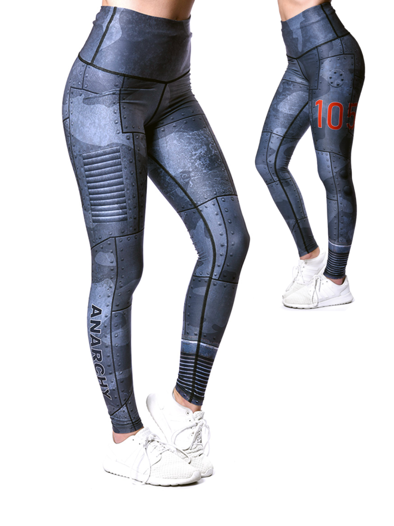 Sportlegging met koord - Grijs - Metaal print - Anarchy Apparel - MK5