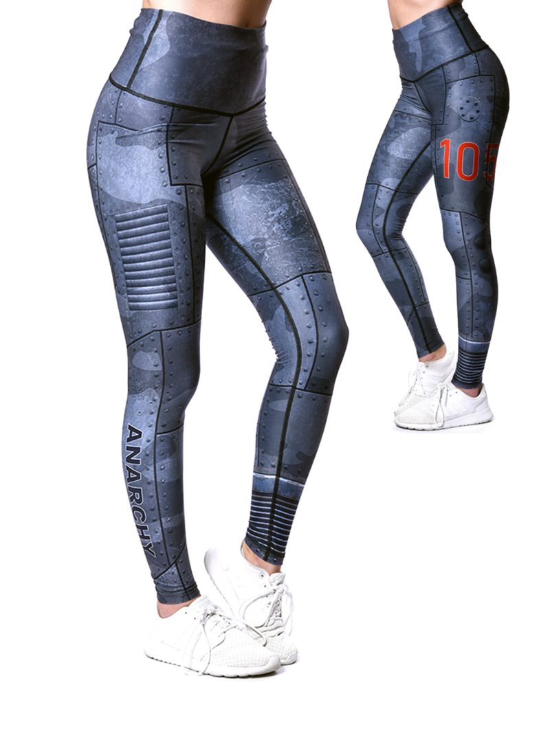 Fitness Legging met koord -  Grijs - Metaal print - Anarchy Apparel - MK5