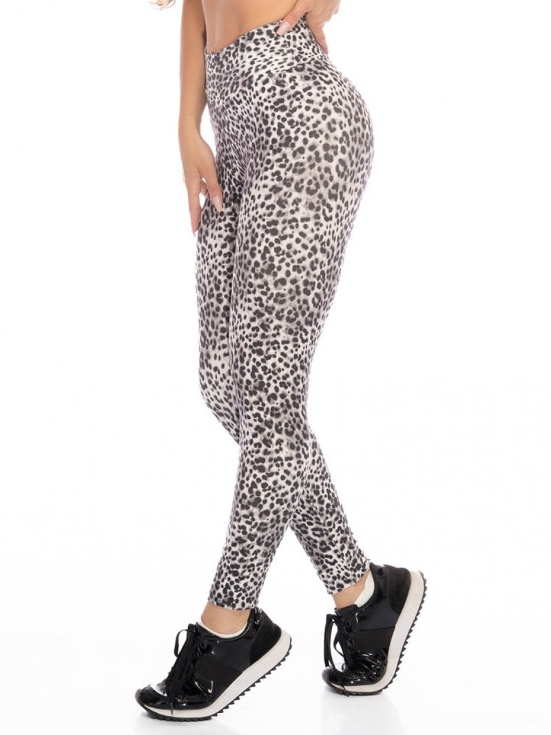 Let's Gym Fitness Legging Basic Wild Grijs Panterprint