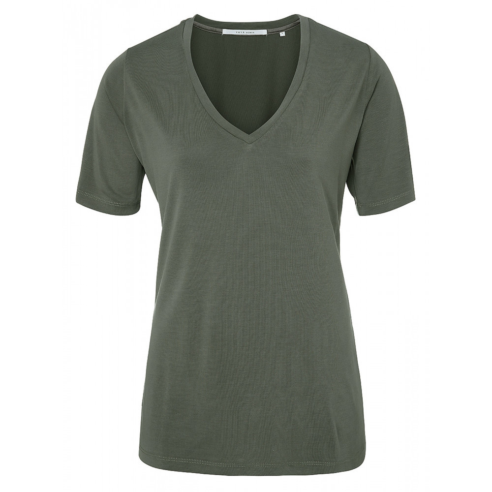 T-shirt modal v-neck tee beluga black 