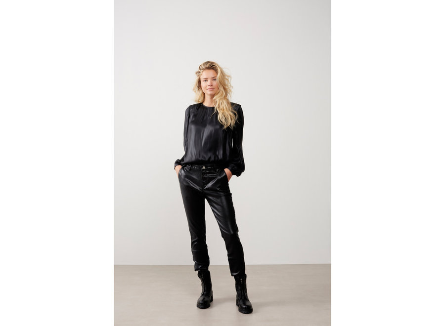 Top Woven fluid long sleeves and shoulder detail anthracite