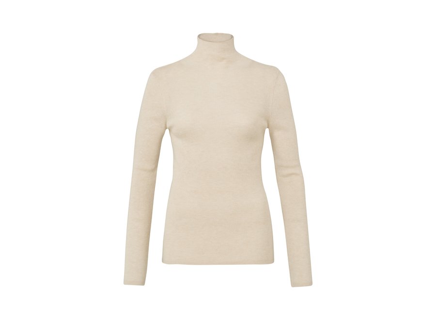 Trui ribbed with turtleneck and long sleeves beige melange