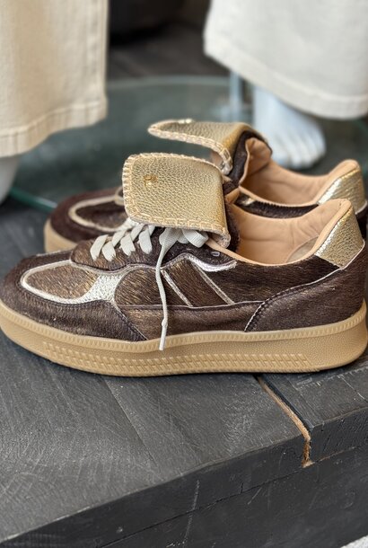 Sneaker Ira-125 dark brown/gold