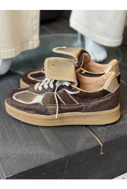 Sneaker Ira-125 dark brown/gold