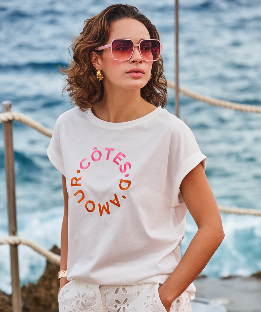 T-shirt HS26.05204 off white/pink-1