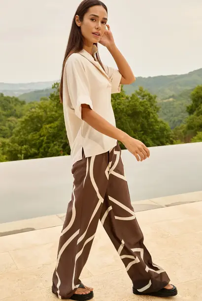 Broek 01-301260-605 chocolate martini brown dessin