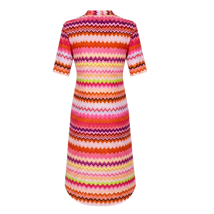 Jurk 1467-1 roze oranje streep print-2