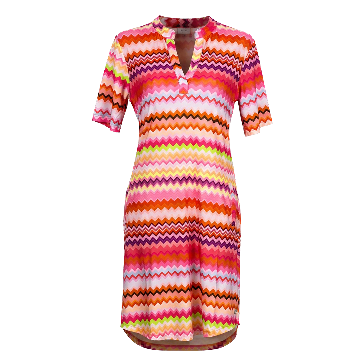 Jurk 1467-1 roze oranje streep print-1