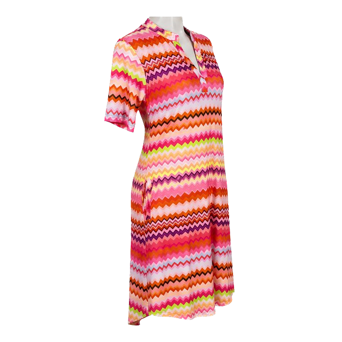 Jurk 1467-1 roze oranje streep print-3