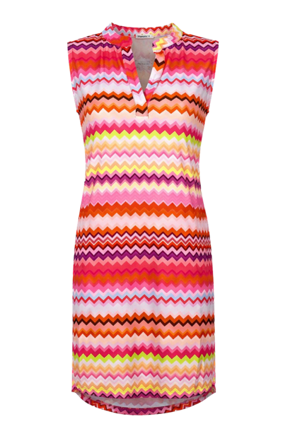 Jurk 1622 roze oranje streep print