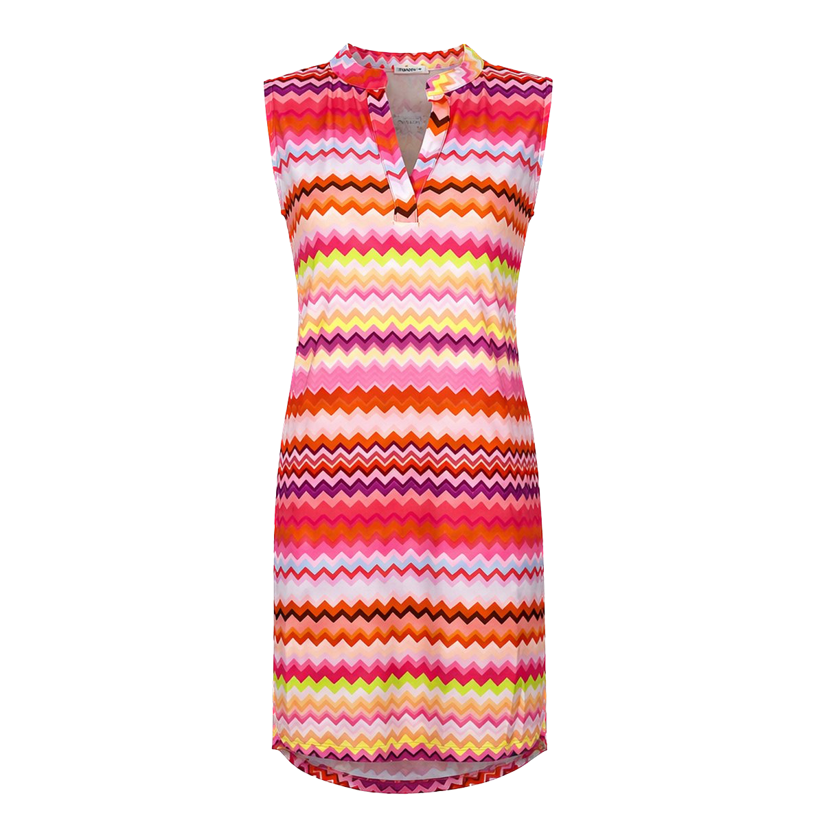 Jurk 1622 roze oranje streep print-1