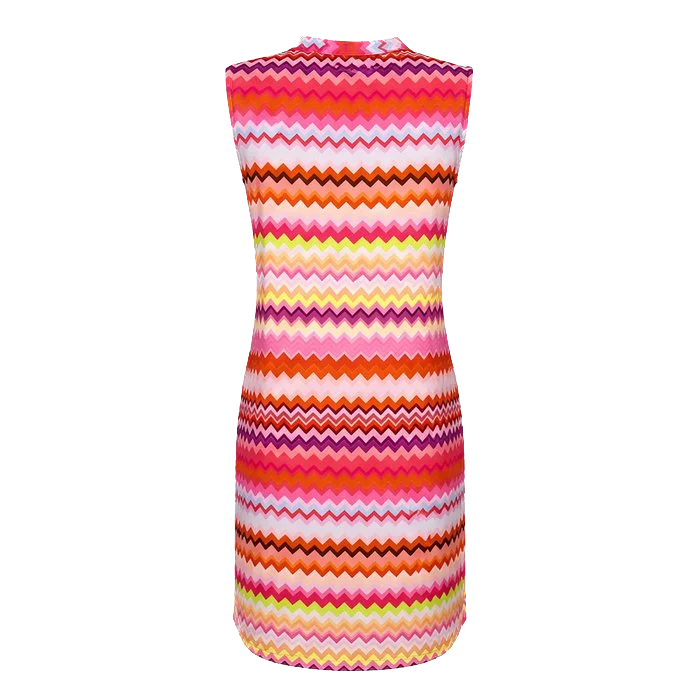 Jurk 1622 roze oranje streep print-2