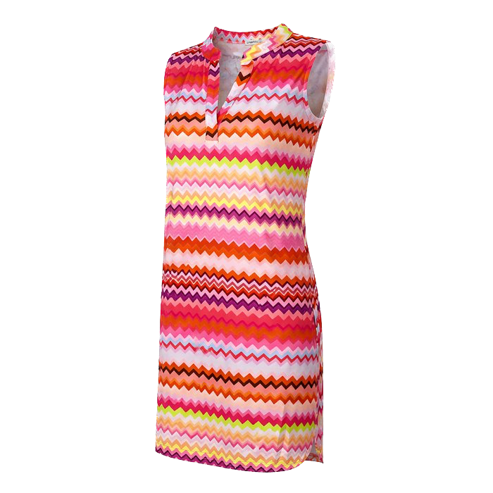 Jurk 1622 roze oranje streep print-3