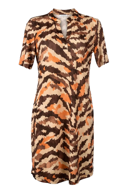 Jurk 1467-1 bruin zwarte tijgerprint