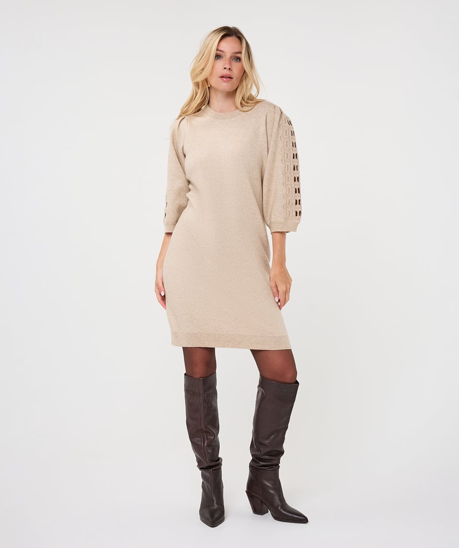 Jurk F26.07523 biscuit-1