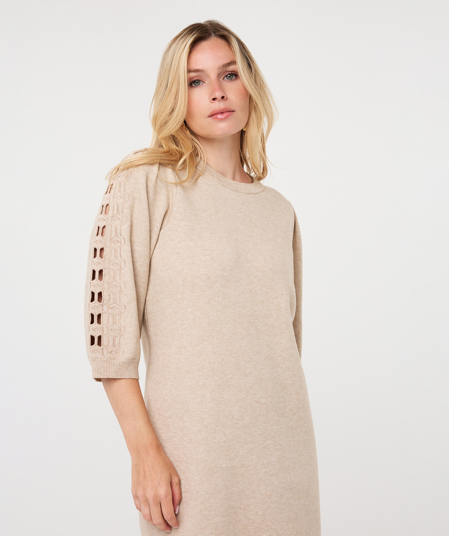 Jurk F26.07523 biscuit-5