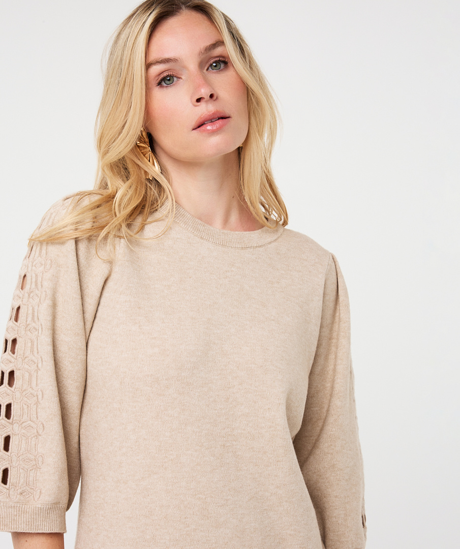 Jurk F26.07523 biscuit-8