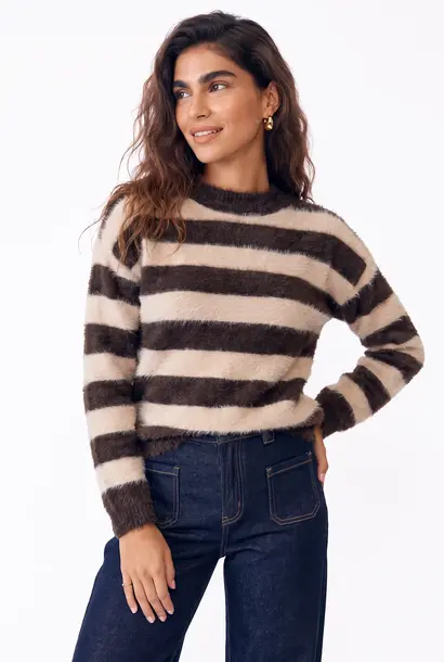 Trui Aurelia brown stripe