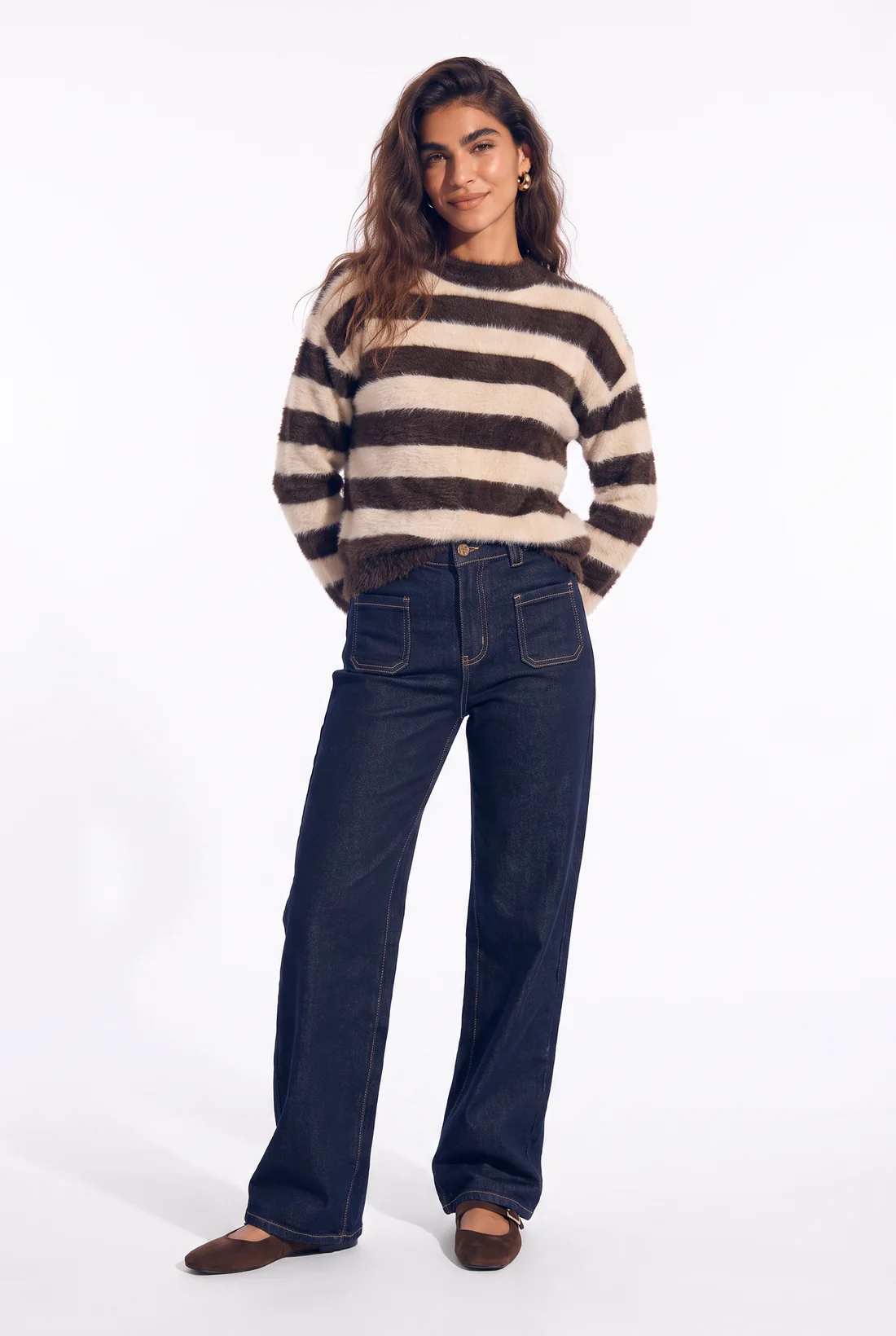 Trui Aurelia brown stripe-4