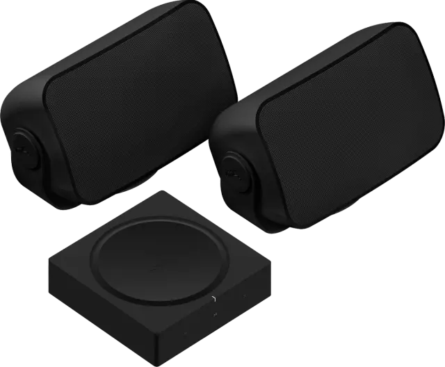 Sonos AMP Set met zwarte Sonos Outdoor Speakers Smart en Duurzaam.nl