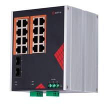 DIN Rail 16 poorts Gigabit switch met 260W PoE