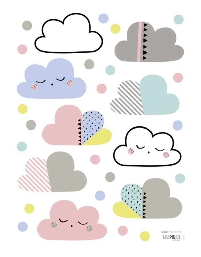 Lilipinso Lilipinso wall stickers clouds and peas multicolored