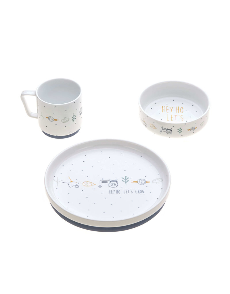 Lassig Lassig Dish Set Porcelain/Silicone Garden Explorer Blue