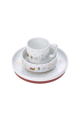 Lassig Lassig Dish Set Porcelain/Silicone Garden Explorer Red