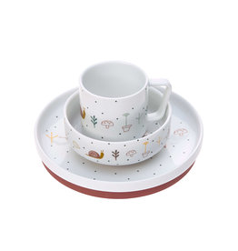 Lassig Lassig Dish Set Porcelain/Silicone Garden Explorer Red