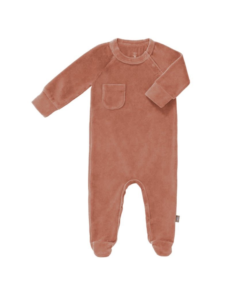 Fresk Fresk pyjama met voetjes velours Ash rose