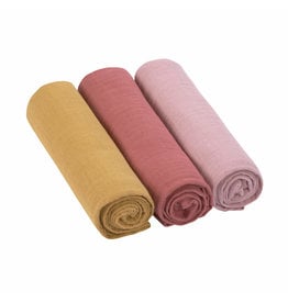 Lassig Lassig Swaddle&Burp set dekentjes Rose/Rosewood/Mustard L