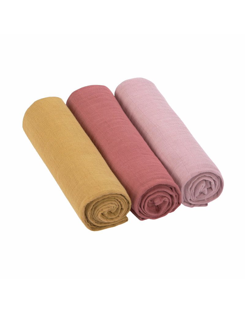 Lassig Lassig Swaddle&Burp set dekentjes Rose/Rosewood/Mustard L