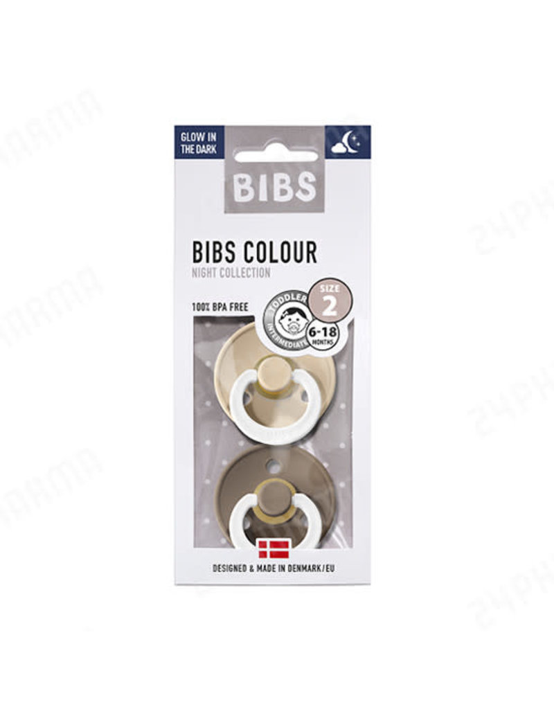 Bibs Bibs Tutje T1 2 pack Glow in the Dark Vanilla/Dark Oak