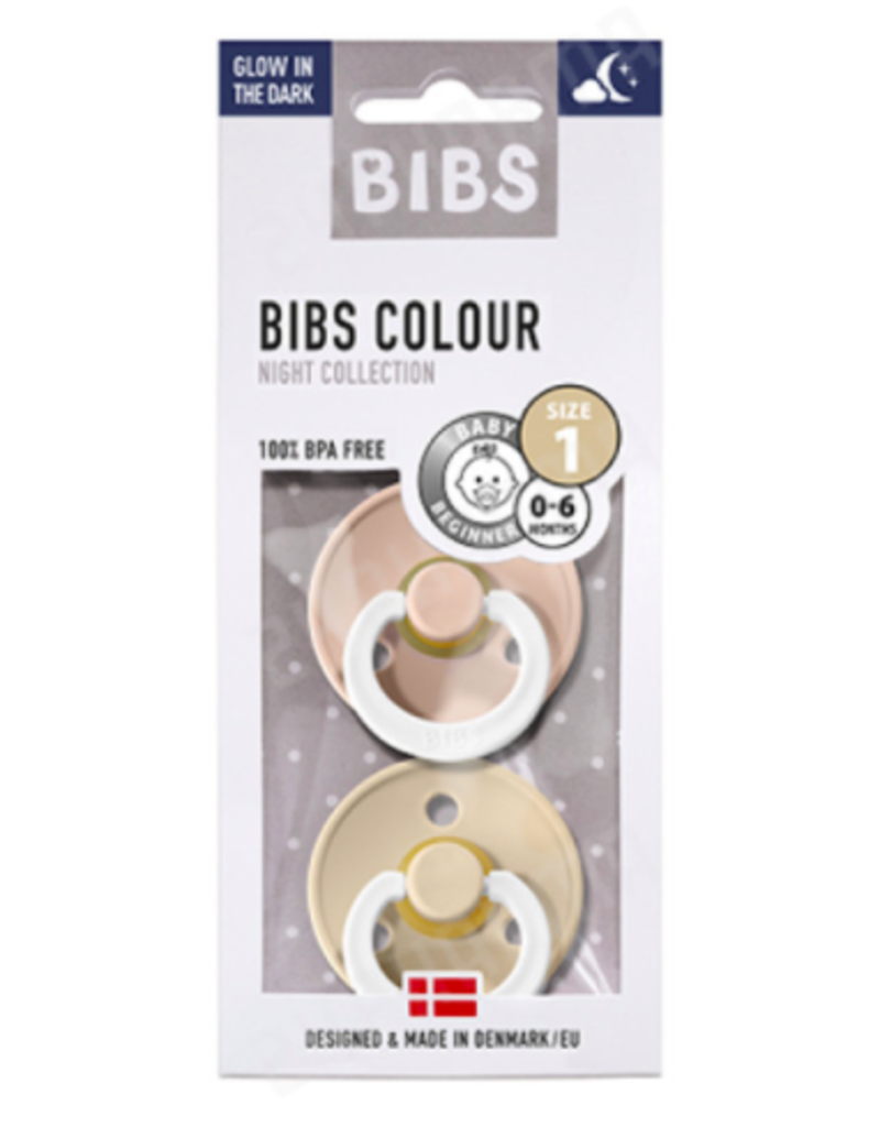 Bibs Bibs 2pack 0-6m Glow in the Dark Vanilla/Blush T1