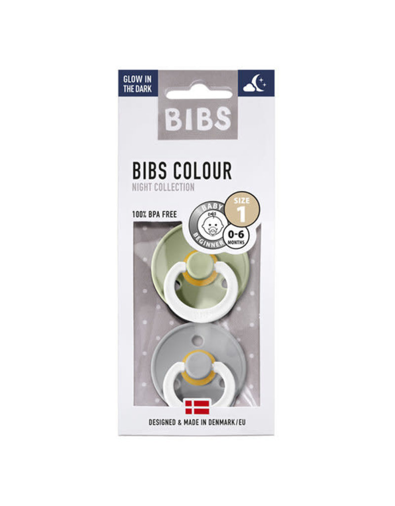 Bibs Bibs 2pack 0-6m Glow in the Dark Sage/cloud T1