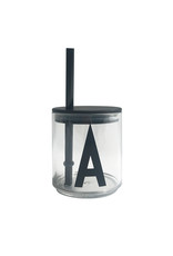 Design Letters Design Letters Deksel met rietje voor drinkbeker Black