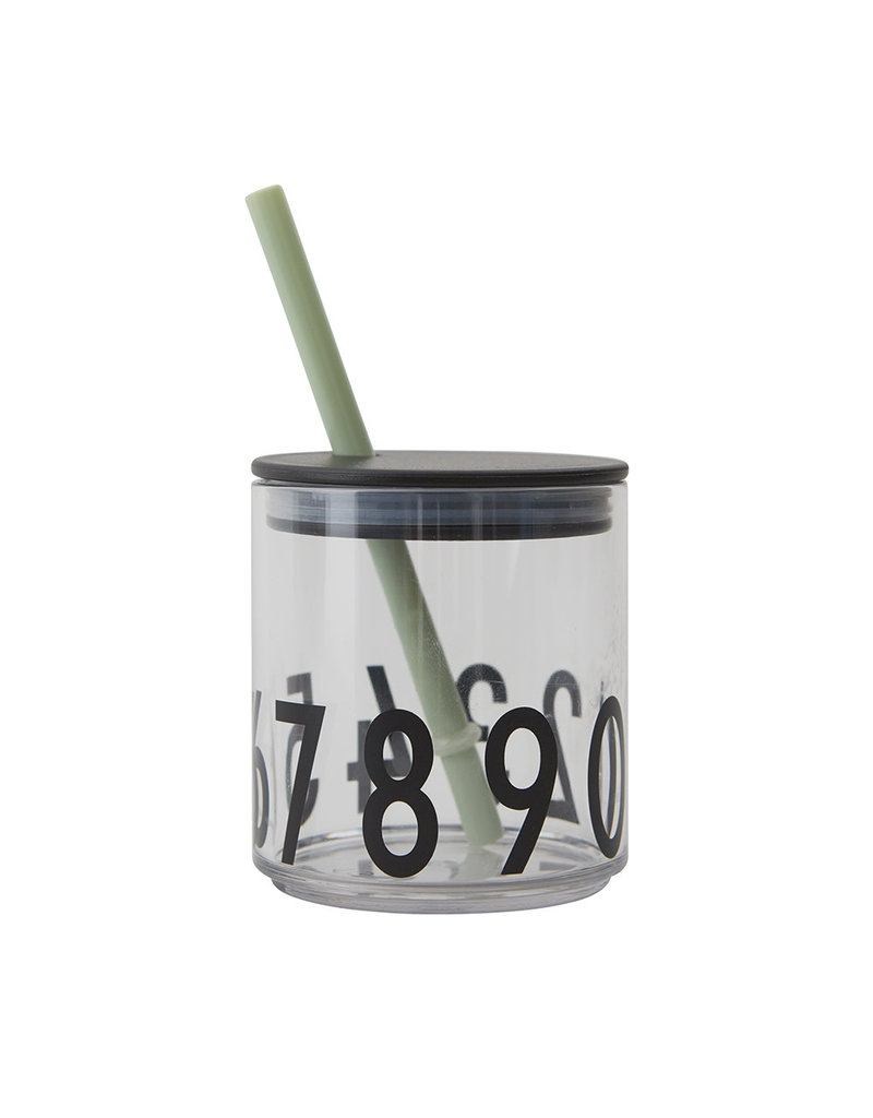 Design Letters Design Letters Deksel met rietje voor drinkbeker Green