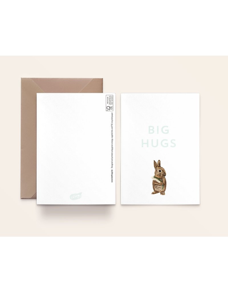 Kathings Kathings kaartje Big Hugs Rabbit Flower