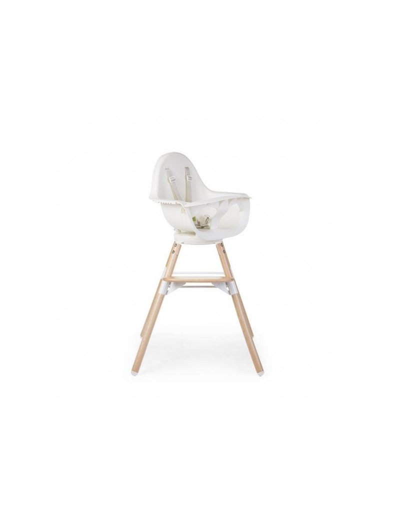 Childhome Childwood evolu ONE 80° stoel wit/naturel 2 in 1 + bumper