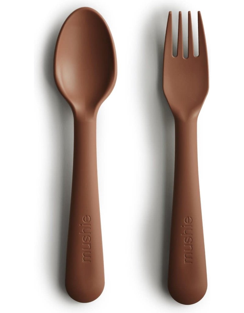 Mushie Mushie Spoon and Fork Caramel