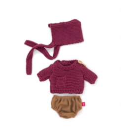 Miniland Miniland Outfit pop bordeau/bruin (21cm)